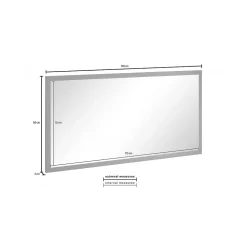 Miroir Adelchi, Miroir de salle de bain, 100% Made in Italy, 120x2h60 cm, Blanc brillant