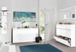 Miroir Adelchi, Miroir de salle de bain, 100% Made in Italy, 120x2h60 cm, Blanc brillant