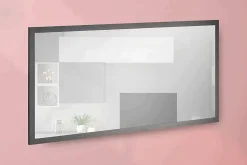 Miroir Adelchi, Miroir de salle de bain, 100% Made in Italy, 120x2h60 cm, Anthracite Brillant