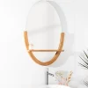 Miroir Anita de salle de bain ovale en teck massif