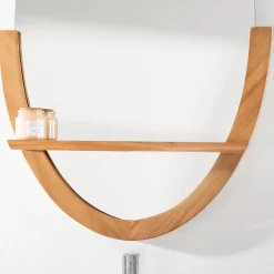 Miroir Anita de salle de bain ovale en teck massif