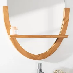 Miroir Anita de salle de bain ovale en teck massif