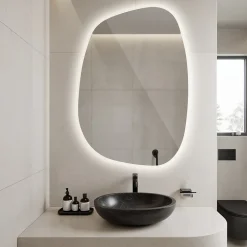 Miroir asymétrique led Tulup 49 x 34 cm design lumière neutre