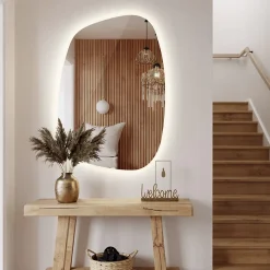 Miroir asymétrique led Tulup 49 x 34 cm design lumière neutre