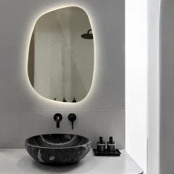 Miroir asymétrique led Tulup 49 x 34 cm design lumière neutre