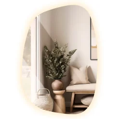 Miroir asymétrique led Tulup 49 x 34 cm design lumière chaude