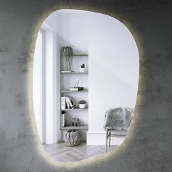 Miroir asymétrique led Tulup 49 x 34 cm design lumière chaude