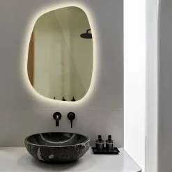 Miroir asymétrique led Tulup 49 x 34 cm design lumière chaude