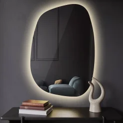 Miroir asymétrique led Tulup 49 x 34 cm design lumière chaude