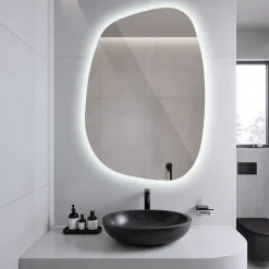 Miroir asymétrique led Tulup 49 x 34 cm design lumière froide