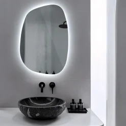 Miroir asymétrique led Tulup 49 x 34 cm design lumière froide