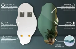 Miroir asymétrique Tulup 45 x 90 pour salle de bain 1 pièce