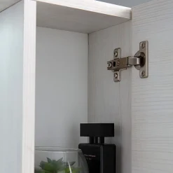 Miroir Avec Deux Étagères En Chêne Blanc Effet Bois