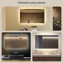 Miroir avec LED Illumination Salle de Bain (120x70cm) LED Lumineux Miroir avec Éclairage (LED058) Blanc Neutre 4500K