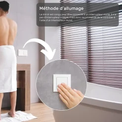 Miroir avec LED Illumination Salle de Bain (50x80cm) LED Lumineux Miroir avec Éclairage (TST106) Blanc Chaud 3000K