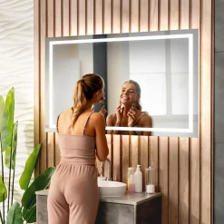 Miroir avec LED Illumination Salle de Bain - Bella, 70x70 cm, Miroir Mural Avec Éclairage, Blanc Froid 7000K