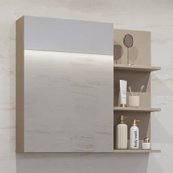Miroir avec rangements de salle de bain GOBI coloris marron