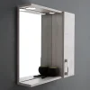 Miroir Avec Unité Murale Droite En Chêne Gris Effet Bois Et Spot Led 58Cm