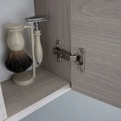 Miroir Avec Unité Murale Droite En Chêne Gris Effet Bois Et Spot Led 58Cm
