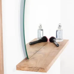 Miroir Bologne de salle de bain rond en teck massif