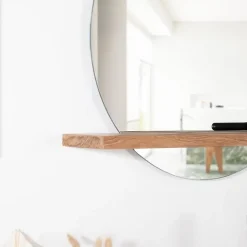 Miroir Bologne de salle de bain rond en teck massif