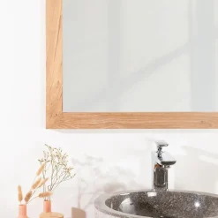 Miroir carré en teck massif 70 cm