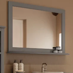Miroir 94cm gris avec tablette - Boho