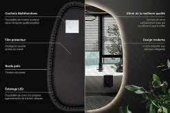 Miroir décoratif LED Wallfluent 49 x 34 cm design lumière chaude