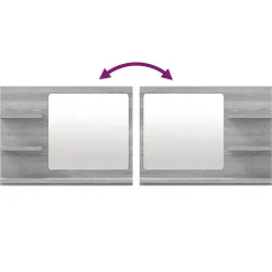 Miroir de bain 60 x 10,5 bois gris Helloshop26