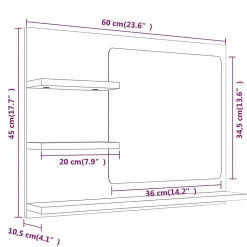 Miroir de bain 60 x 10,5 bois gris Helloshop26