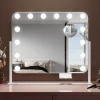 Miroir de Maquillage Éclairage LED Sirhona 50x47x9cm cm + Support de Téléphone + Loupe 10x + Port USB + Température Tricolore