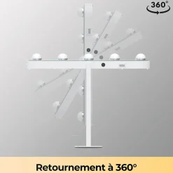 Miroir de Maquillage Éclairage LED Sirhona 50x47x9cm cm + Support de Téléphone + Loupe 10x + Port USB + Température Tricolore