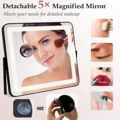 Miroir de Maquillage LED avec Couleur et Luminosité Réglables Miroir de Détail 5X écran Tactile Inclus