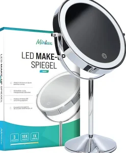 Miroir De Maquillage Lumineux LED Rechargeable Chrome, grossissement 1-10x