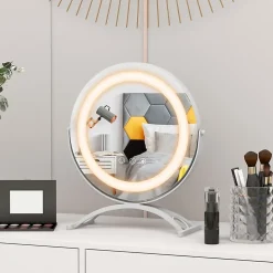 Miroir de Maquillage Pivotant 3 Couleurs et Luminosité Réglables Contrôle Tactile