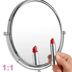 Miroir de maquillage Rond double face Grossissant argent