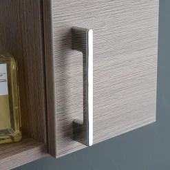 Miroir De Rangement Avec Armoires Latérales, Étagère Et Spots À Led 77Cm Chêne Fumé
