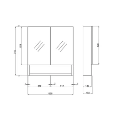 Miroir De Rangement Blanc À Deux Portes Avec Compartiment Inférieur Ouvert