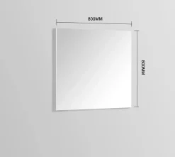 Miroir de salle de bain 80 cm, Rectangulaire, Simple sur panneau 15 mm, Argent
