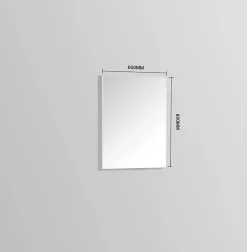 Miroir de salle de bain 60 cm, Rectangulaire, Simple sur panneau 15 mm, Argent