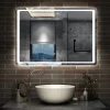 Miroir de salle de bain à LED, dimmable et mémoire, 140x80cm miroir lumineux anti-buée, AICA SANITAIRE