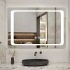 Miroir de salle de bain avec éclairage intégré, L.90 x H.65cm Miroir lumineux anti buée, AICA SANITAIRE