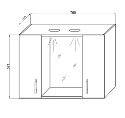 Miroir De Salle De Bain Avec 2 Étagères Latérales En Chêne Gris.