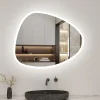 Miroir de salle de bain asymétrique 100x80cm led Teardrop Mirror 3 Colours Dimmable + Anti-buée + Mémoire, AICA SANITAIRE