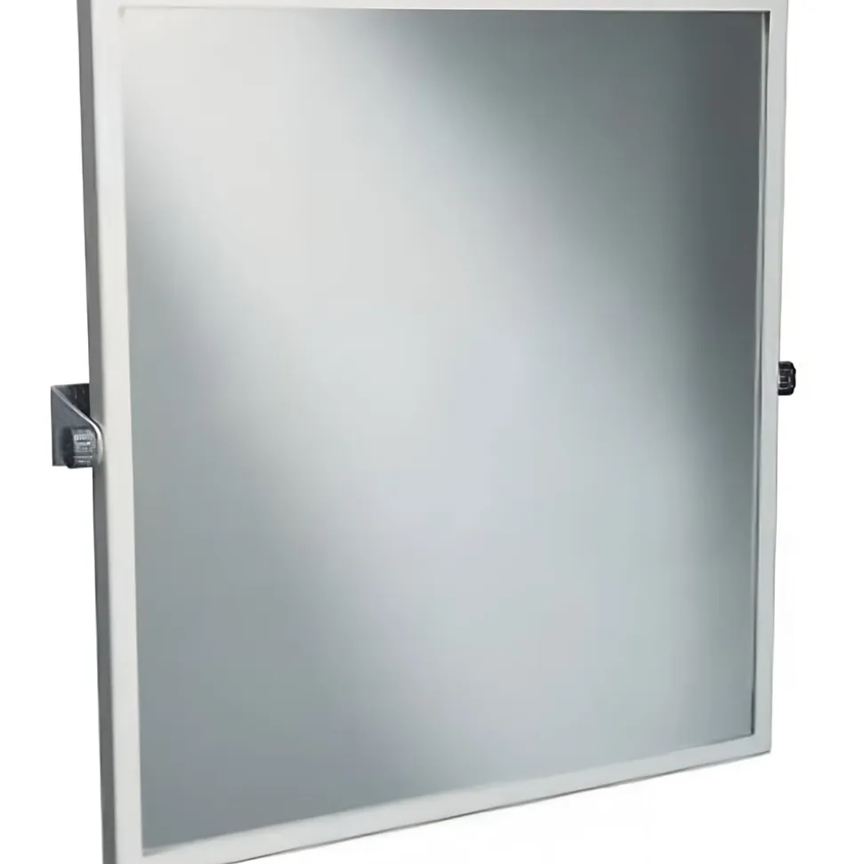 Miroir de salle de bain basculant PMR normes handicapé SANINDUSA 60x65 blanc