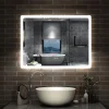 Miroir de salle de bain Bluetooth LED 70x50cm avec tricolore + luminosité réglable + mémoire + anti-buée, IP44, AICA SANITAIRE