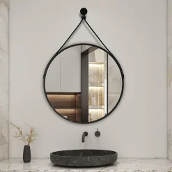 Miroir de salle de bain ceinture noire 40 cm, AICA SANITAIRE