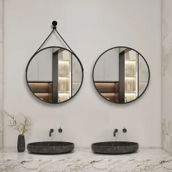 Miroir de salle de bain ceinture noire 60 cm, AICA SANITAIRE
