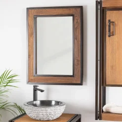 Miroir de salle de bain Elégance bois métal 60x80