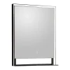 Miroir de salle de bain lumineux rectangulaire anti-buée avec étagère intégrée - Contour noir mat - 60 x 80 cm - VALONERA